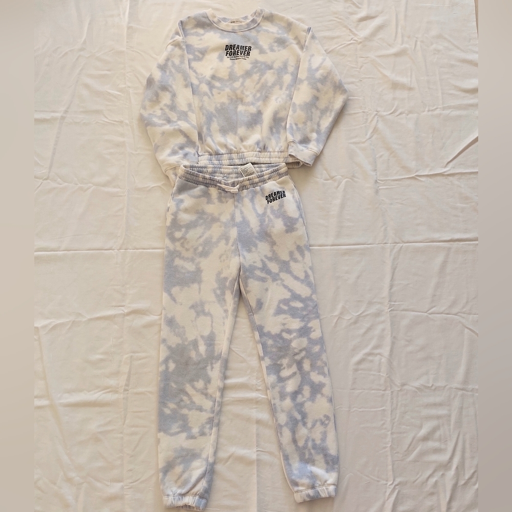 H&M girls matching sets 10 year blue white light use with pockets , emblem